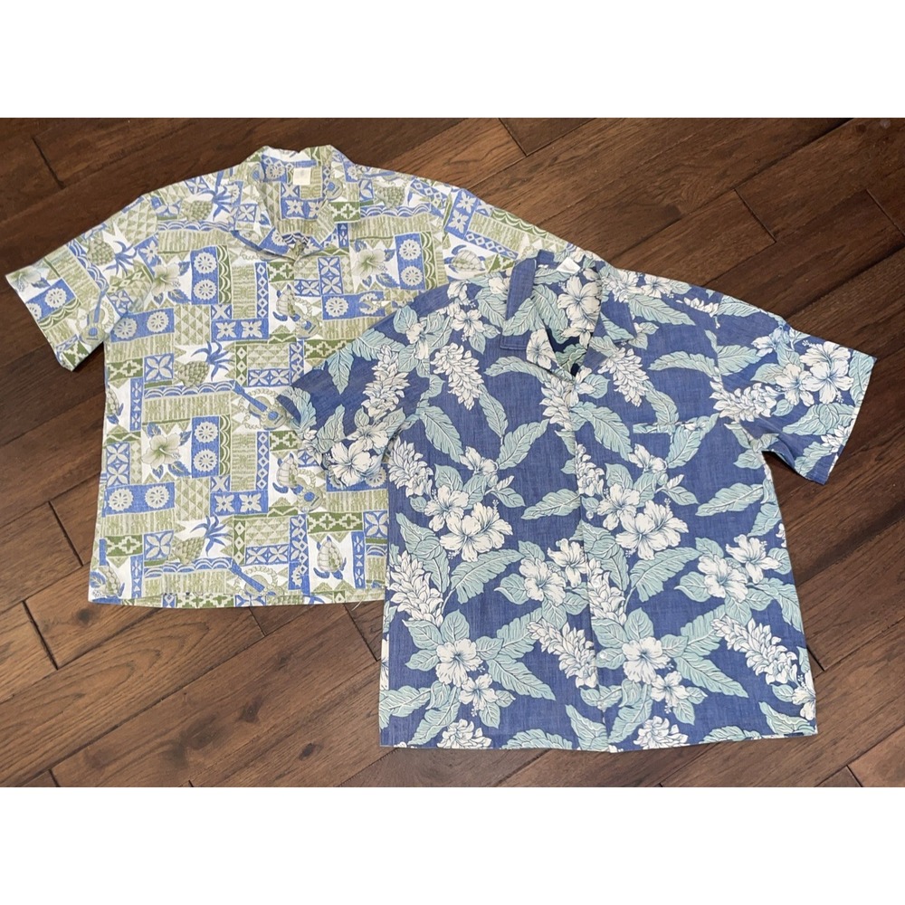 Vintage Royal Creations Hawaiian Shirt Mens XXL Blue White Floral Beach Print‎